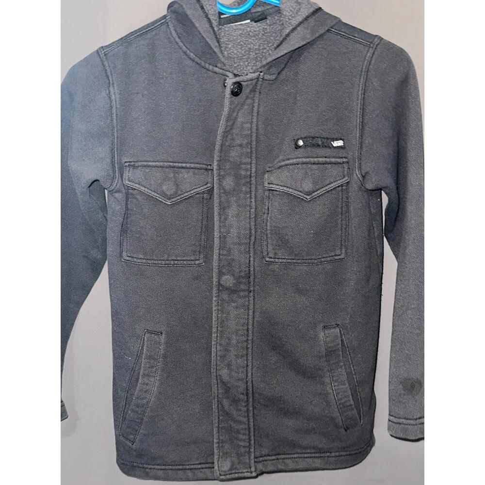 VANS Small Gray Hooded Jacket – Rugged Texture, Urban Style